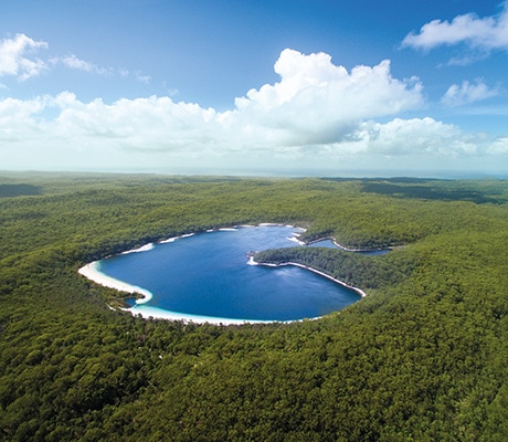 Lake McKenzie aerial, Fraser Island