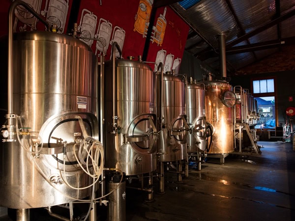 mash tuns used for brewing production in Mudgee Brewing Co.