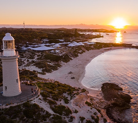 Pinky Beach and Bathurst Lighthouse at sunset, WA