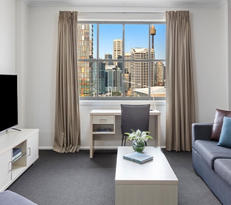 Oaks Hotels Sydney living room