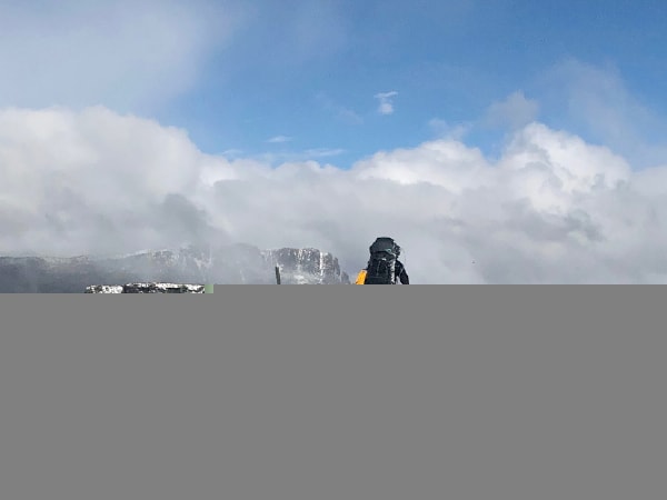 Traversing an alpine plateau in the snow