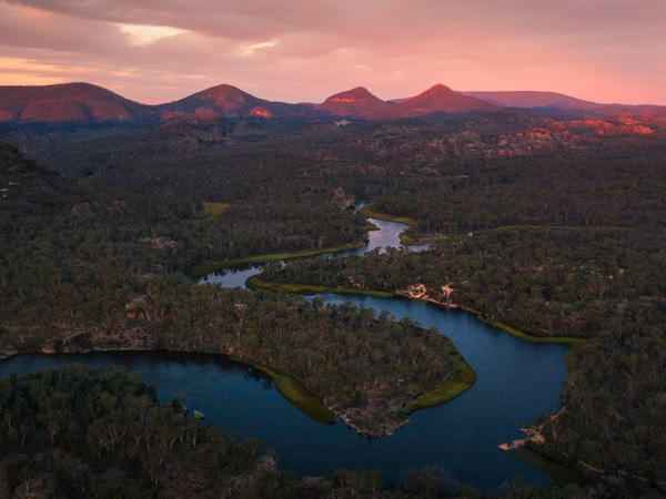 sunset over the Cudgegong River in Wollemi National Park
