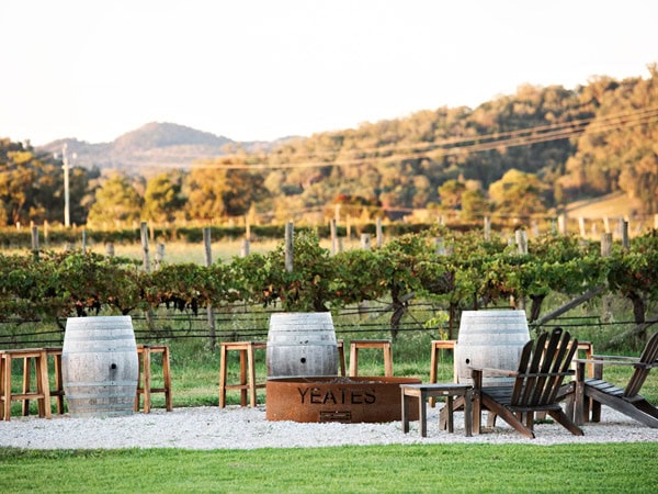 the outdoor seating area at Yeates Wines, Mudgee