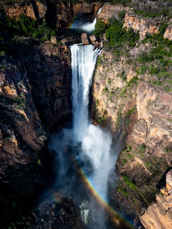 an aerial view of falls in Kakadu