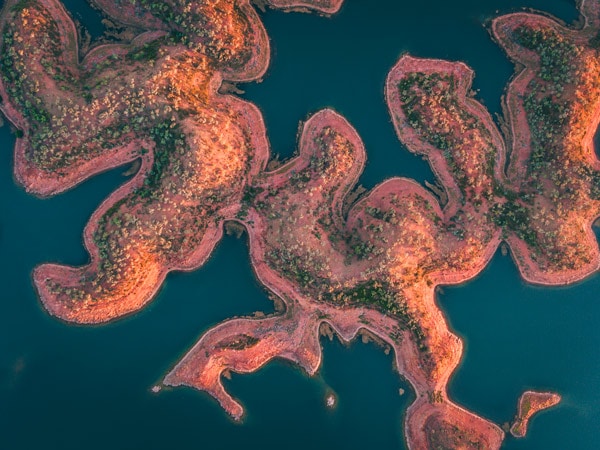 an aerial view of Lake Argyle in East Kimberley