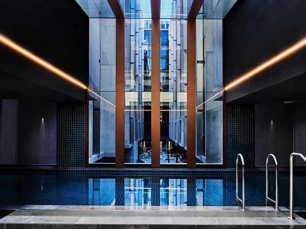 an indoor lap pool at Canberra's Midnight Hotel