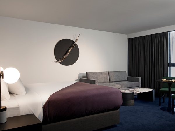 Midnight Hotel room with Thomas Bucick artwork, Canberra