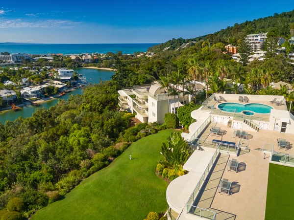 an aerial shot of Noosa Crest Resort