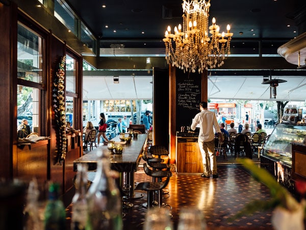 an elegant dining interior at Aromas Noosa