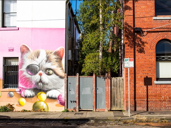 Colourful street art in Fitzroy, Melbourne