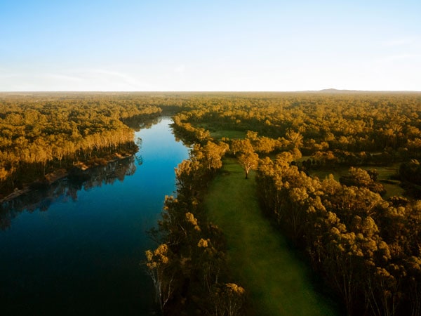 An aerial view over Yarrawonga Mulwala