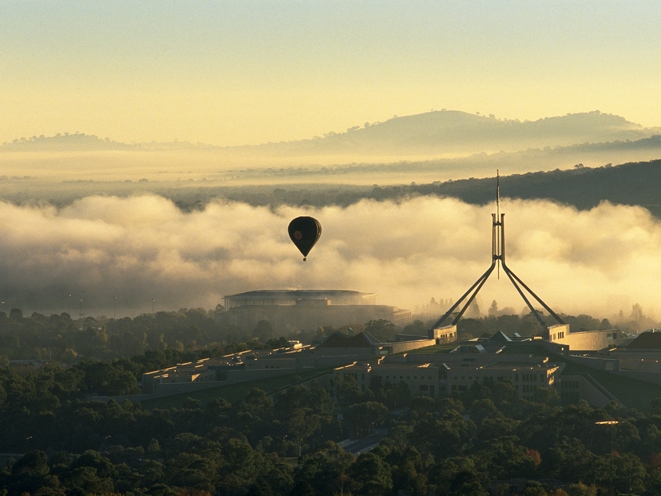Hot Air Ballooning over Parliament House, Canberra
