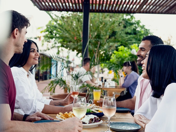 friends dining at Green Mango Cafe, Broome