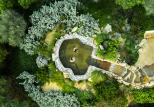 an aerial view of the Peninsula Hot Springs