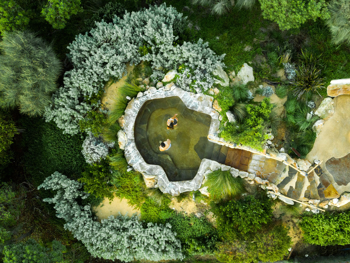 an aerial view of the Peninsula Hot Springs