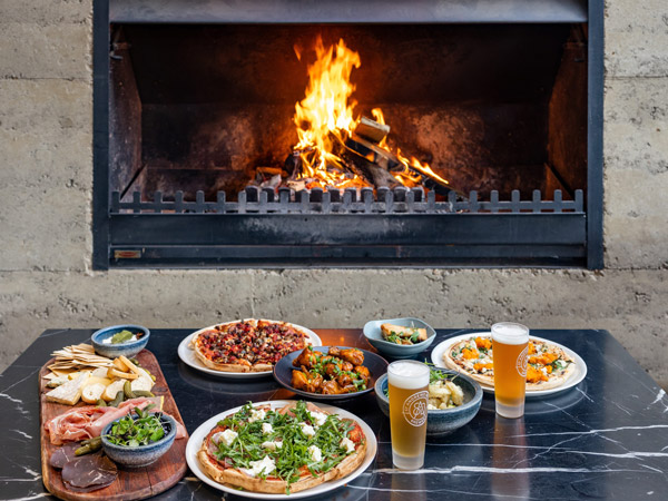 pizza, beer and more served by the fire at St Andrews Beach Brewery