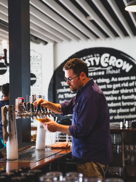 Stop by independent brewpub Thirsty Crow