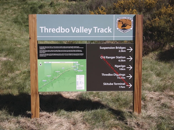 the Thredbo Valley Track signage, Kosciuszko National Park
