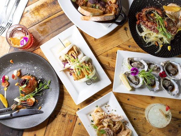 a table-top view of food at Zookeepers by Spinifex Brewing