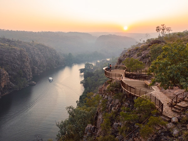 an aerial view of the Katherine Gorge on top of Baruwei Lookout