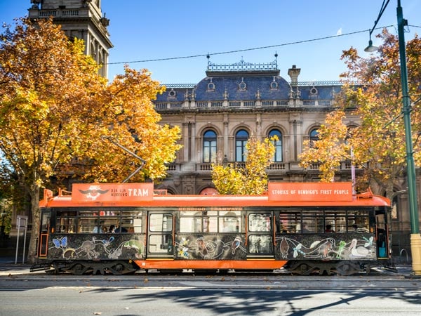 A tram goes by in Bendigo. (Image: Visit Victoria)