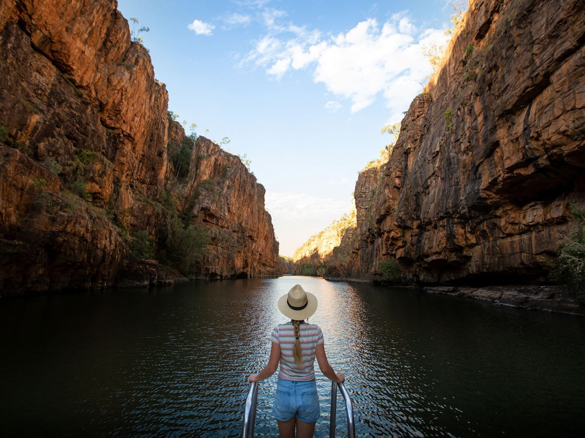 a woman on a cruise in Nitmuluk Katherine Gorge
