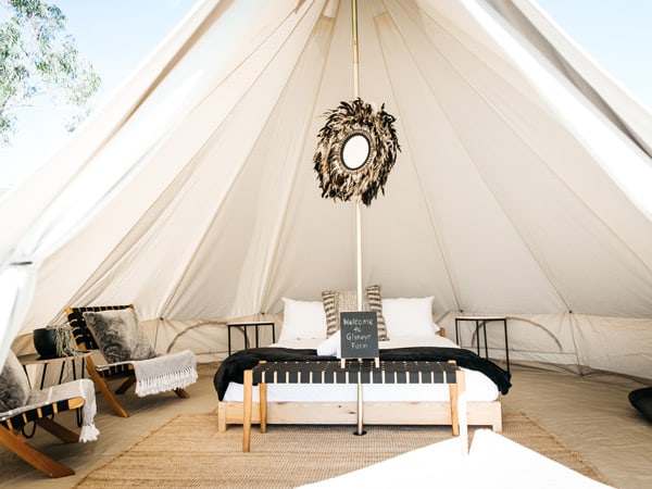 inside the glamping tents at Glenayr