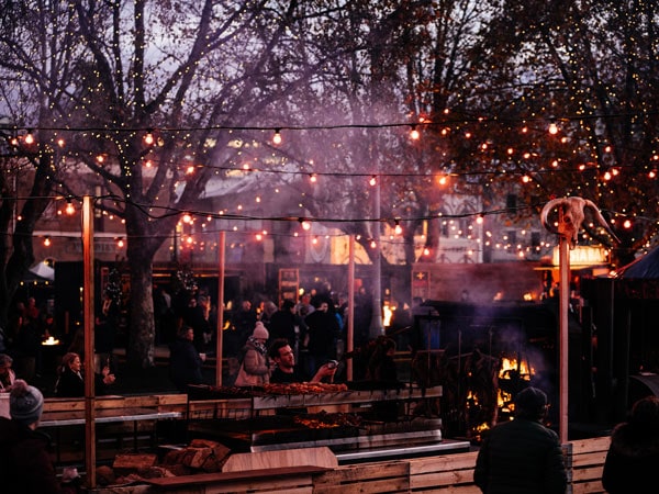 An outdoor shot of the Dark Mofo Winter Feast
