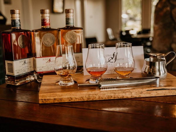 sample spirits at Jones and Smith Distillery