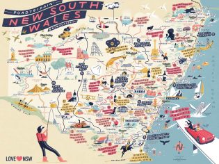 Map of the best road trips in NSW