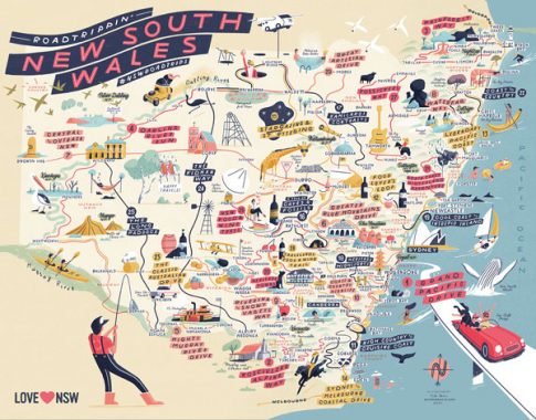 Map Of NSW S Best Road Trips   NSW Poster Map 600x470 485x380 