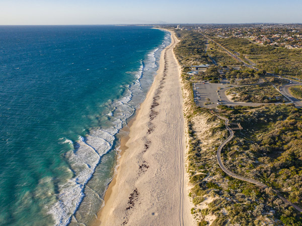 an aerial view of the City Beach, Perth
