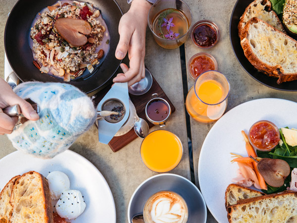 a table-top view of food and drinks at Estabar, Newcastle