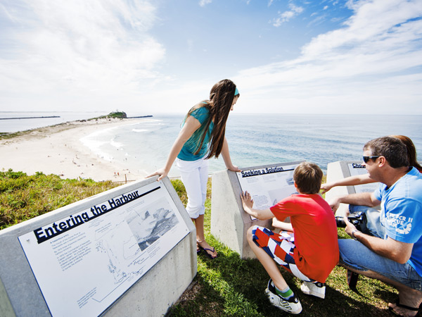 a family enjoying the view at Fort Scratchley in Newcastle