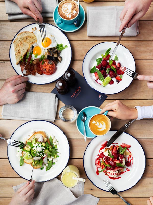 a table-top view of food at Snapper & Co, Canberra