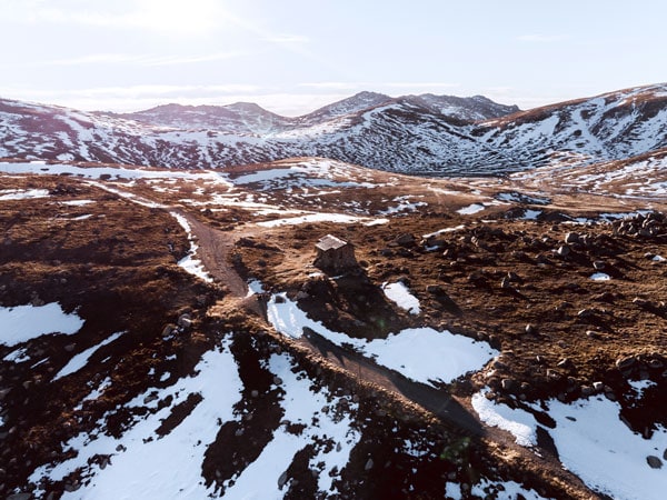 Skiing snowy mountains