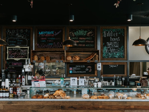 bread counter at Wildflour Bakery, Canberra