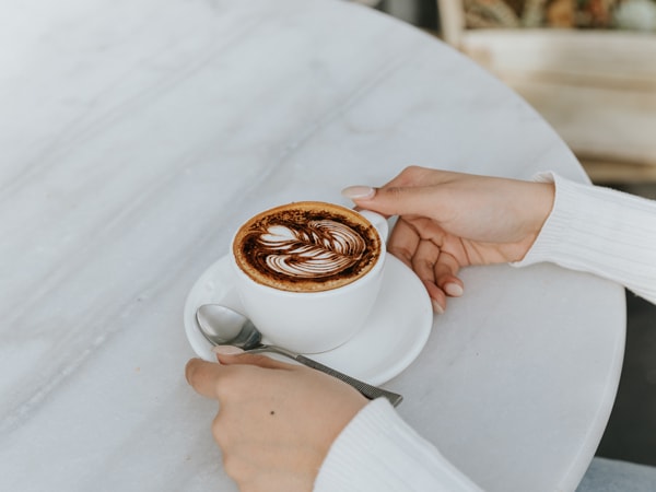 a cup of coffee at Wildflour Bakery, Canberra