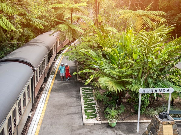 the train at Kuranda Scenic Railway, Brett's Kuranda Tours