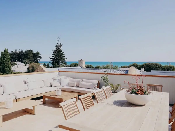 a sprawling deck with sweeping ocean views at Church on the Hill 