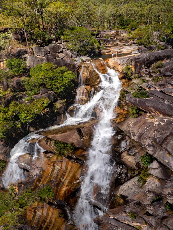 an aerial view of Davies Creek Falls, Cairns