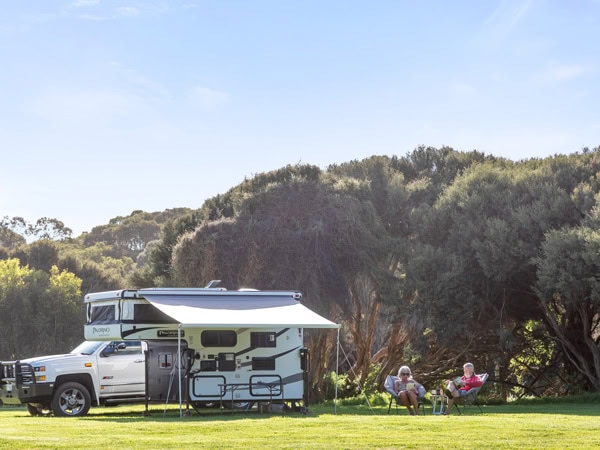 a powered caravan site at Robe Holiday Park