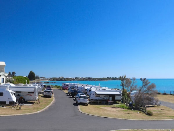 the Sea Vu Caravan Park located next to the sea