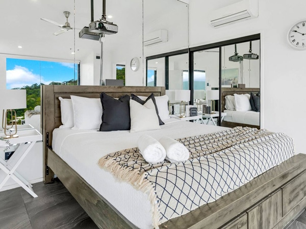 a modern bedroom at Sky High accommodation in Cairns
