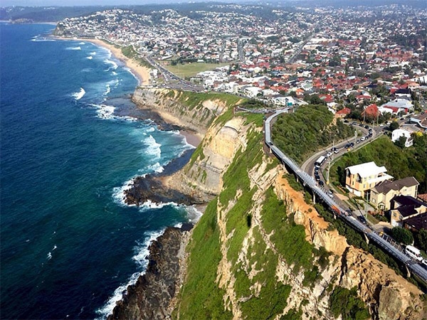 rugged Newcastle coastline.