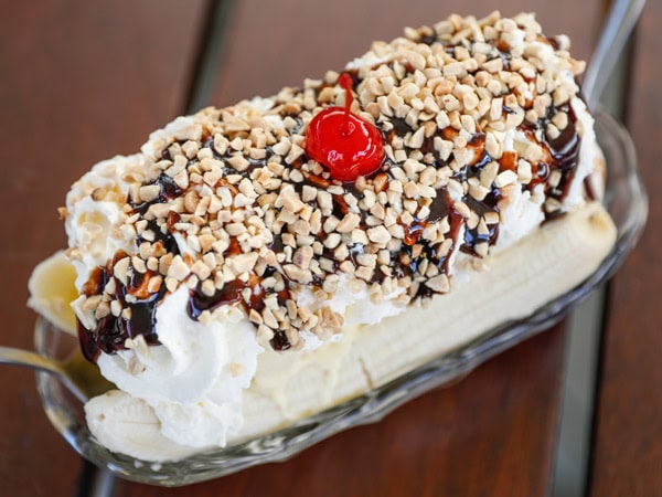 a choc-coated banana sundae at The Big Banana in Coffs Harbour