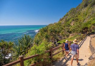 two people walking along Burleigh Head National Park