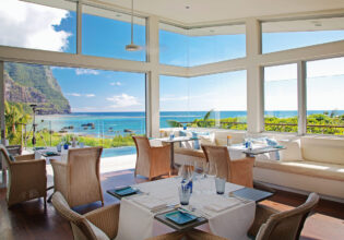 views of Mounts Gower and Lidgbird at Capella Restaurant, Lord Howe Island