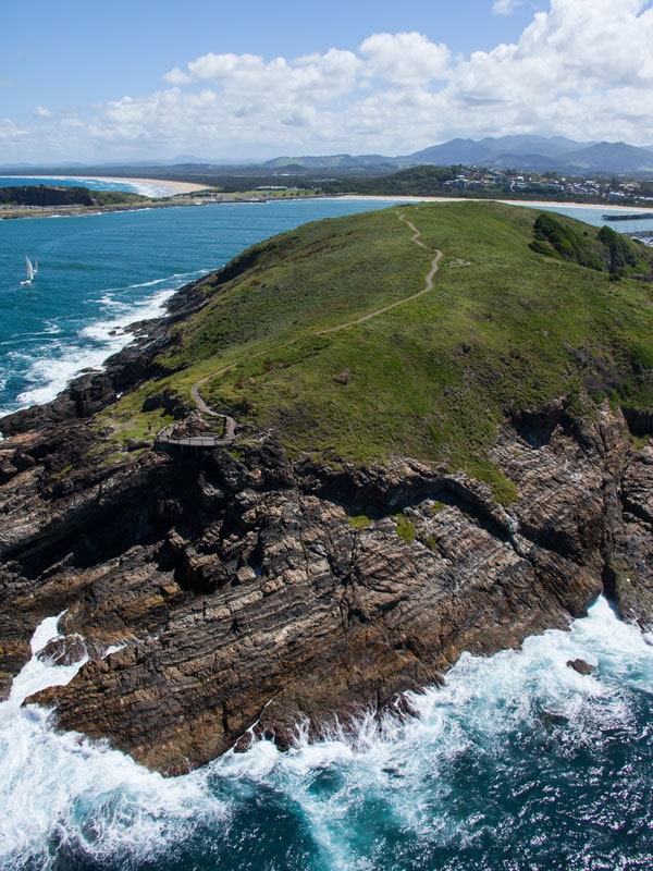 the Muttonbird Island Nature Reserve, CoffsHarbour from above
