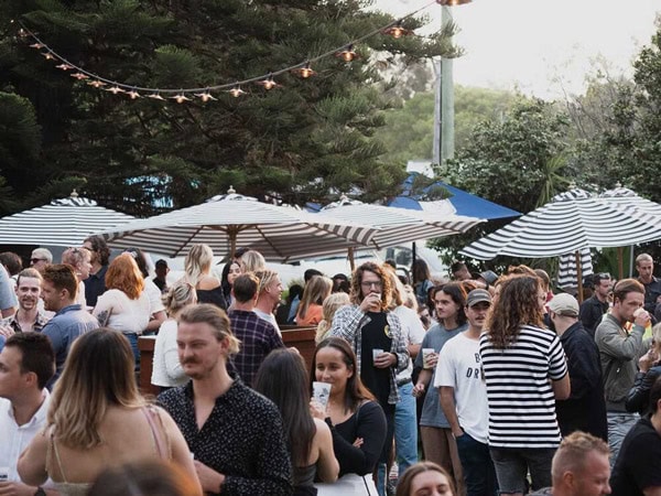 a crowded beer garden at North Gong Hotel, Wollongong